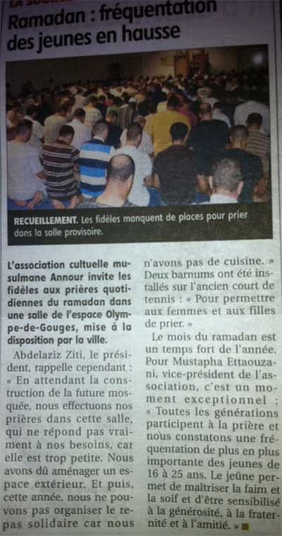 article de la republique - ramadan a la mosquee de la source