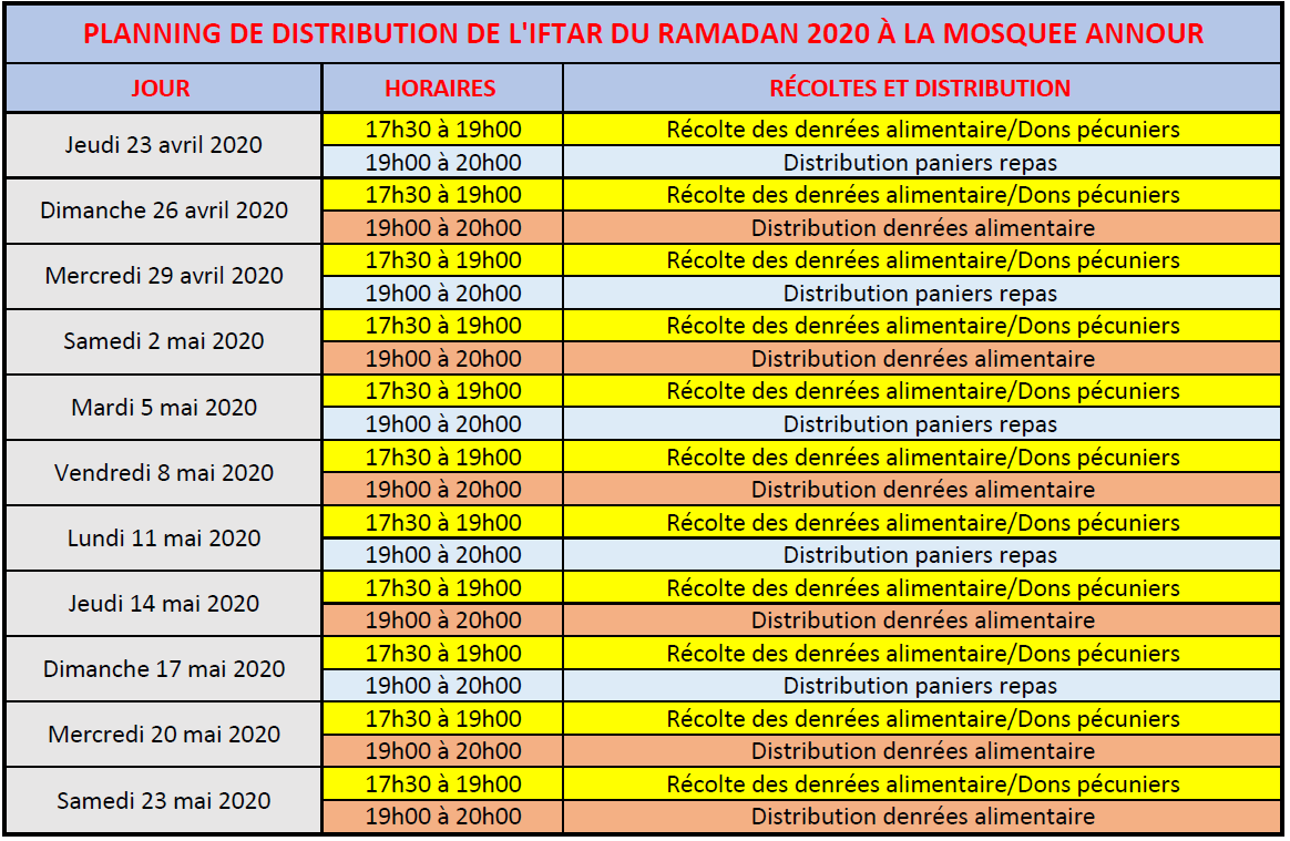 Centre Annour Mulhouse - ⭐ CALENDRIER RAMADAN 2020 /1441⭐ 📅 Le mois béni  de Ramadan arrive voici pour vous le calendrier des horaires de prières de  ce mois béni pour la région